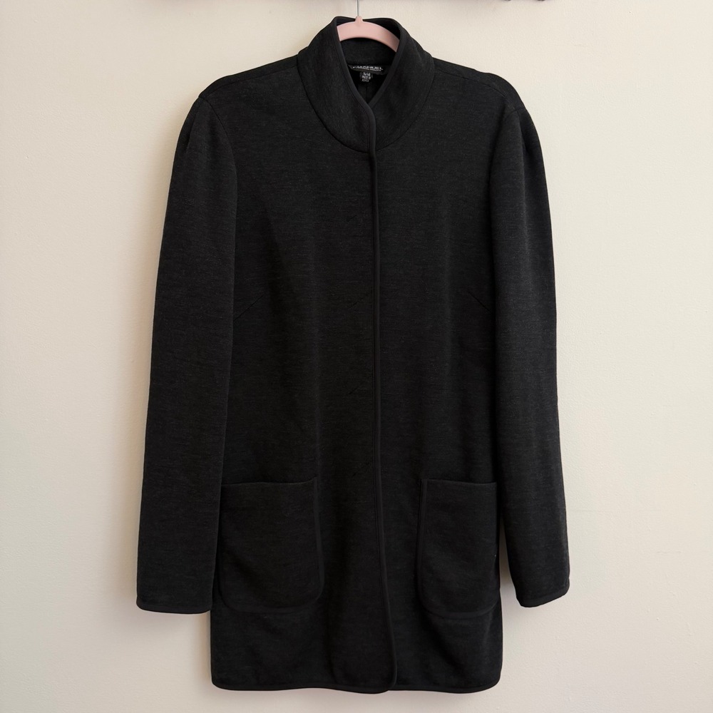 Emanuel Emanuel Ungaro Gray Wool Blend Funnel Neck Longline Knit Jacket 14/48